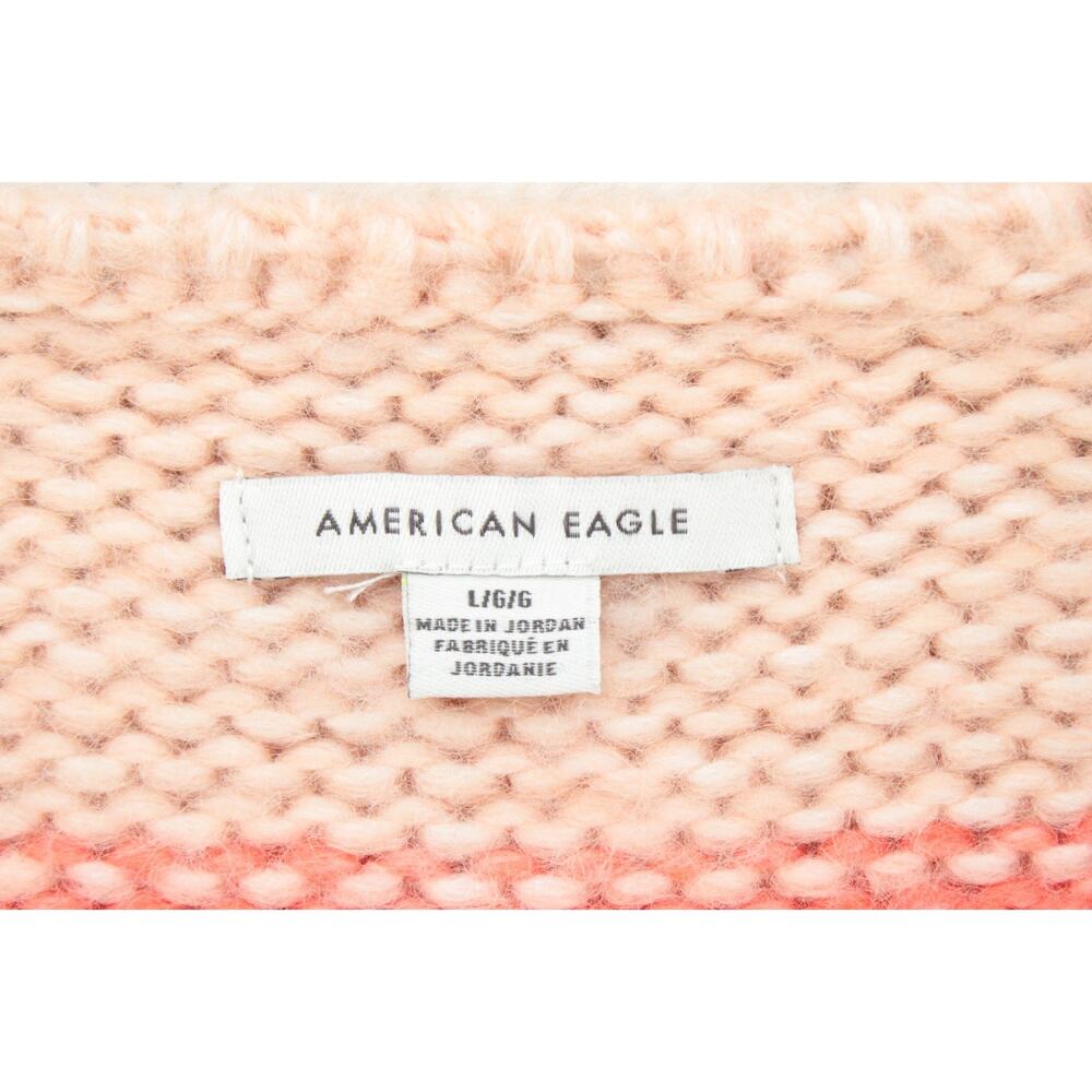American Eagle Striped Cardigan Sweater Women's L Retro Hip Knit Button Up Crop - Picture 4 of 8